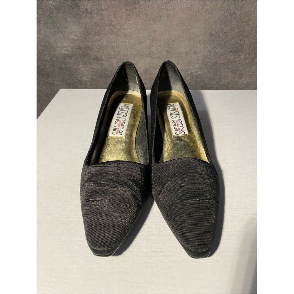 Mootsies Tootsies Collection Pumps Heels Black Ribbed Fabric Satin Size 9.5M 9.5